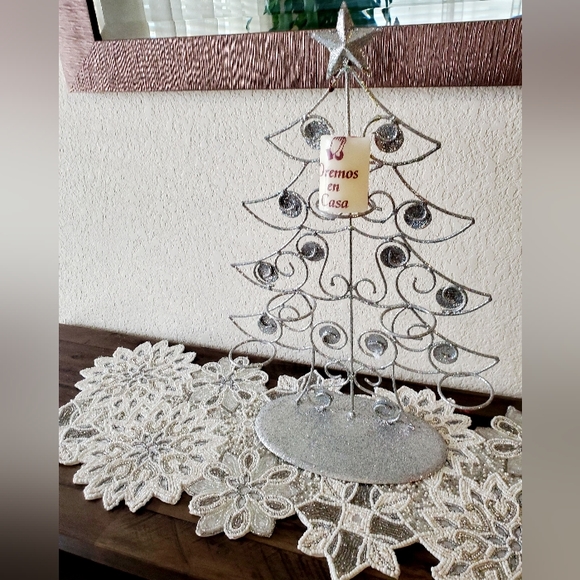Silver Metal Christmas tree Votive Holder - Picture 8 of 9